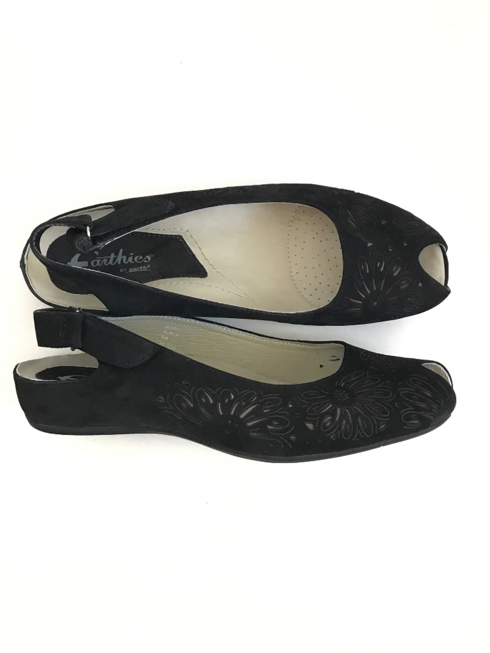 EARTHIES Milos Leather Slingback Flats Shoes Black Women’s Size 9